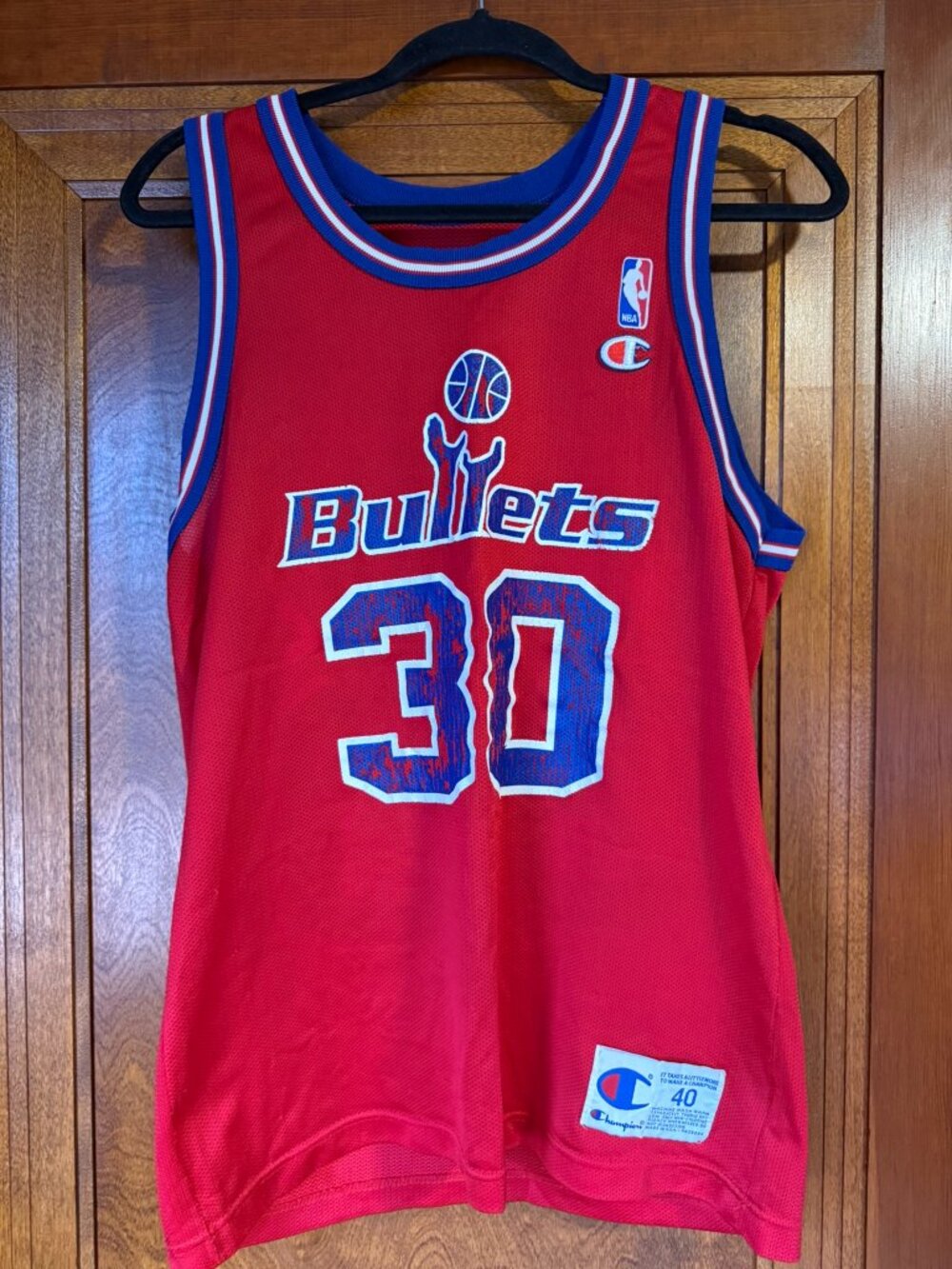Vintage 90s Rasheed Wallace Washington Bullets Champion Jersey Size 40 USA